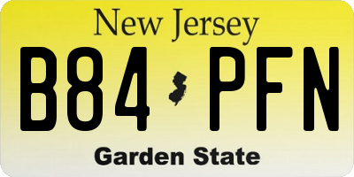 NJ license plate B84PFN