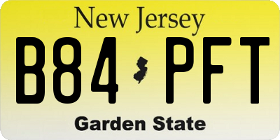 NJ license plate B84PFT