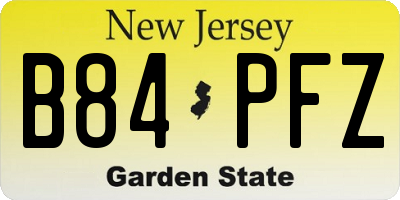 NJ license plate B84PFZ