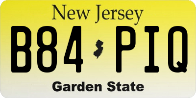 NJ license plate B84PIQ