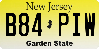NJ license plate B84PIW