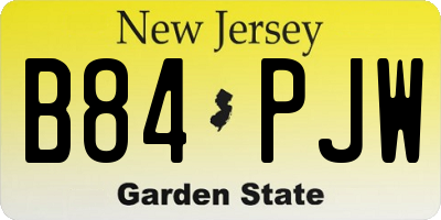 NJ license plate B84PJW