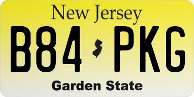 NJ license plate B84PKG