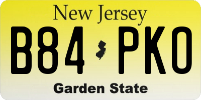 NJ license plate B84PKO