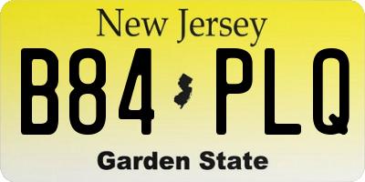 NJ license plate B84PLQ
