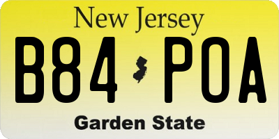 NJ license plate B84POA