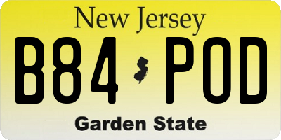 NJ license plate B84POD