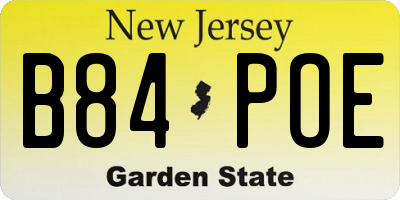 NJ license plate B84POE