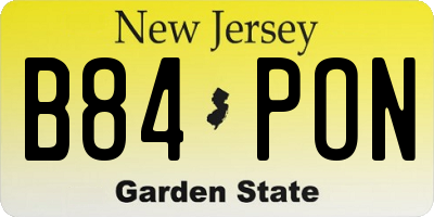 NJ license plate B84PON