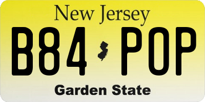 NJ license plate B84POP