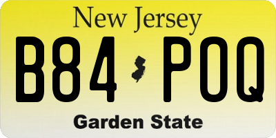 NJ license plate B84POQ