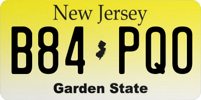 NJ license plate B84PQO