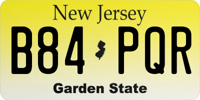 NJ license plate B84PQR
