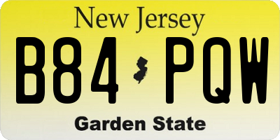 NJ license plate B84PQW