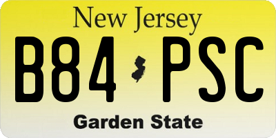 NJ license plate B84PSC
