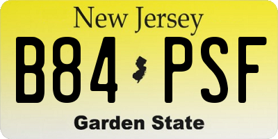 NJ license plate B84PSF
