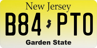 NJ license plate B84PTO