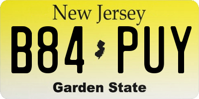 NJ license plate B84PUY