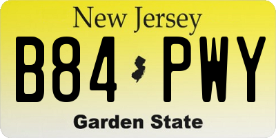NJ license plate B84PWY