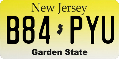 NJ license plate B84PYU