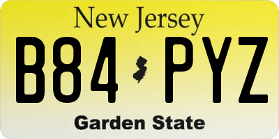 NJ license plate B84PYZ