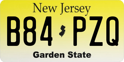 NJ license plate B84PZQ