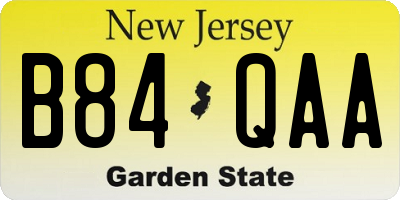 NJ license plate B84QAA