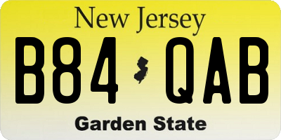NJ license plate B84QAB