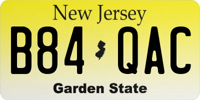 NJ license plate B84QAC