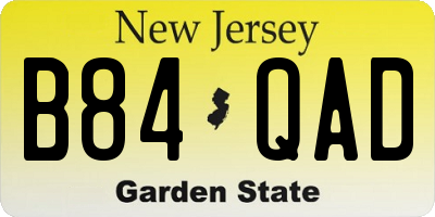 NJ license plate B84QAD