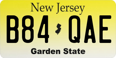 NJ license plate B84QAE