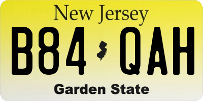 NJ license plate B84QAH