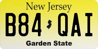NJ license plate B84QAI