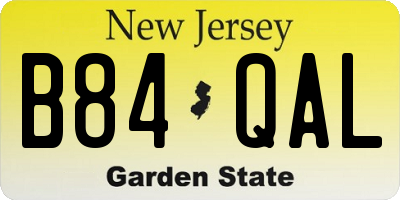 NJ license plate B84QAL