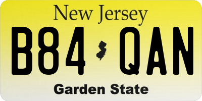 NJ license plate B84QAN