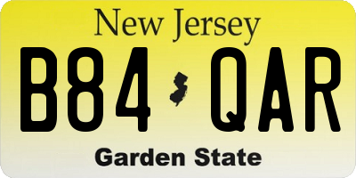 NJ license plate B84QAR