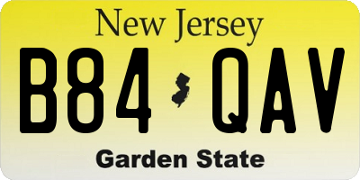 NJ license plate B84QAV