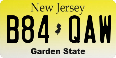 NJ license plate B84QAW