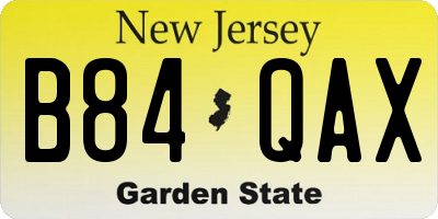 NJ license plate B84QAX