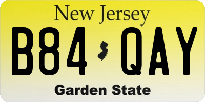 NJ license plate B84QAY