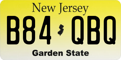 NJ license plate B84QBQ
