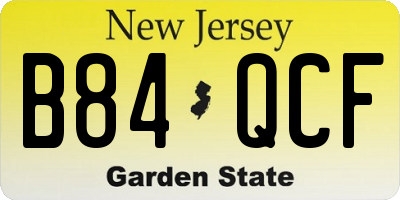 NJ license plate B84QCF