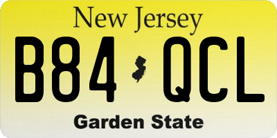 NJ license plate B84QCL