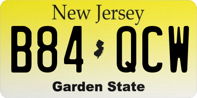 NJ license plate B84QCW