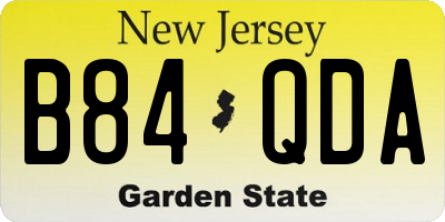 NJ license plate B84QDA