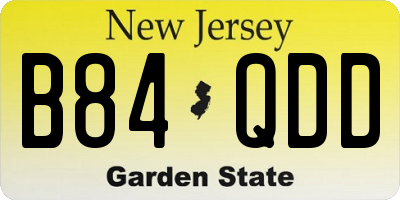 NJ license plate B84QDD