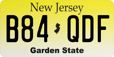 NJ license plate B84QDF