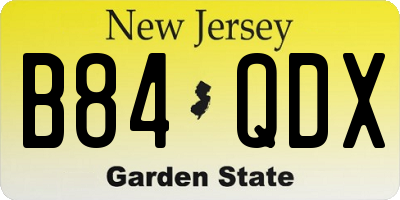 NJ license plate B84QDX