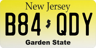 NJ license plate B84QDY