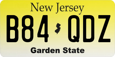 NJ license plate B84QDZ